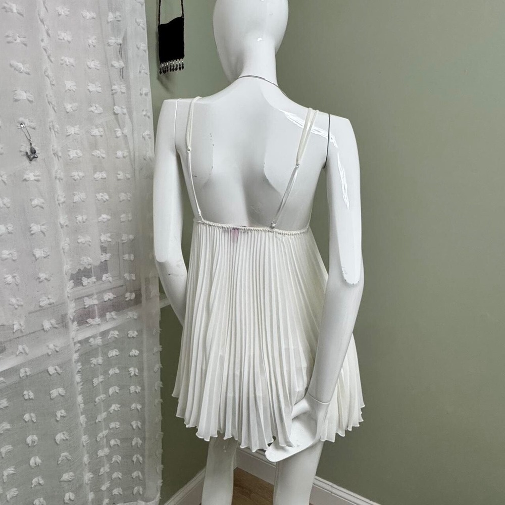 Betsey Johnson White Pleated Lace‎ Babydoll Lingerie – Size Small - Picture 4 of 6